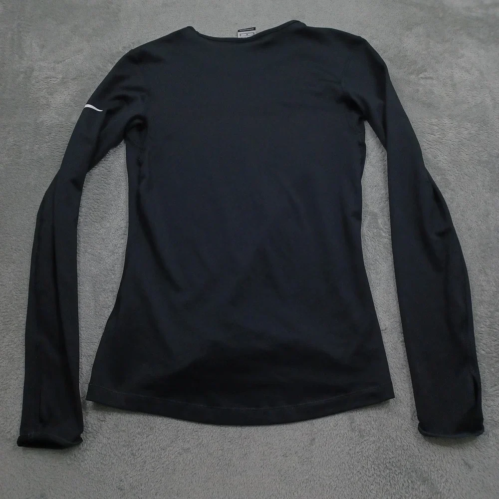 Nike Top Womens Medium Black Pro Dri Fit Activewear Gym Training Long Sleeve